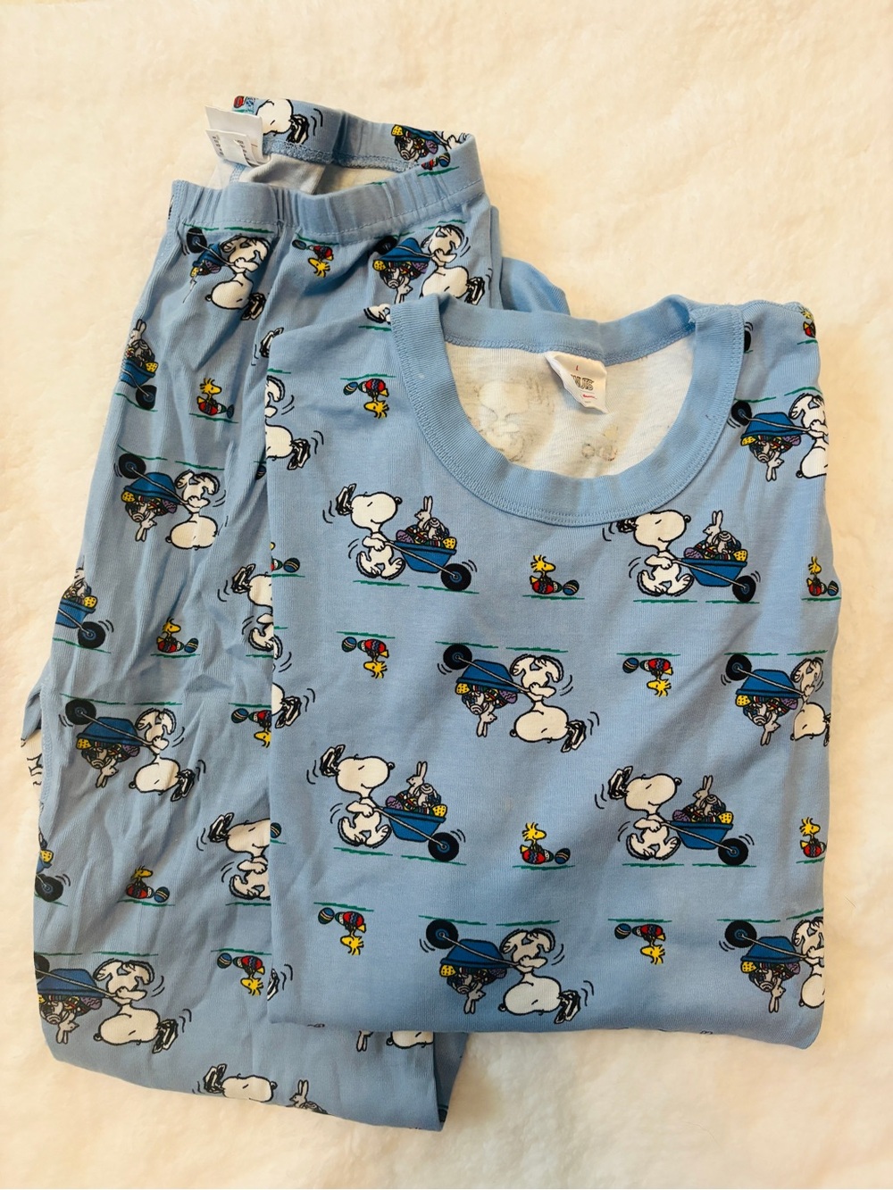 Hanna Andersson Light Blue Snoopy & Woodstock Men’s Pajama Set